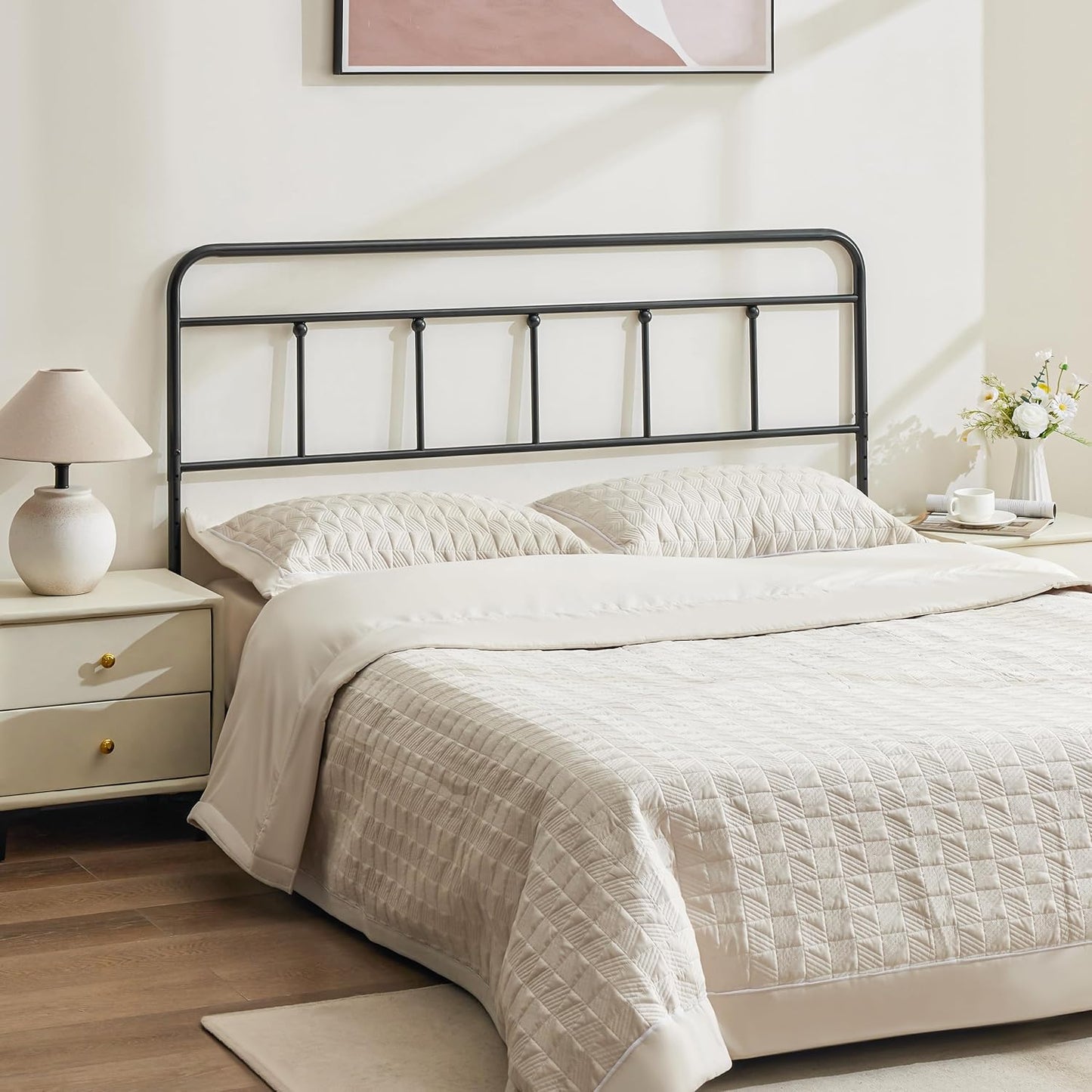 Huataen HomeMetal HeadboardOnly Adjustable Height from 34” to 44”, Victorian Vintage Bed Headboards, Farmhouse Head Board