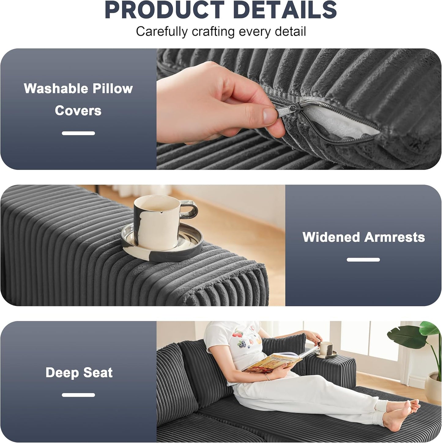 Huatean Home108” Modular Sectional Sofa, Cloud Sectional Couch with Deep Seat