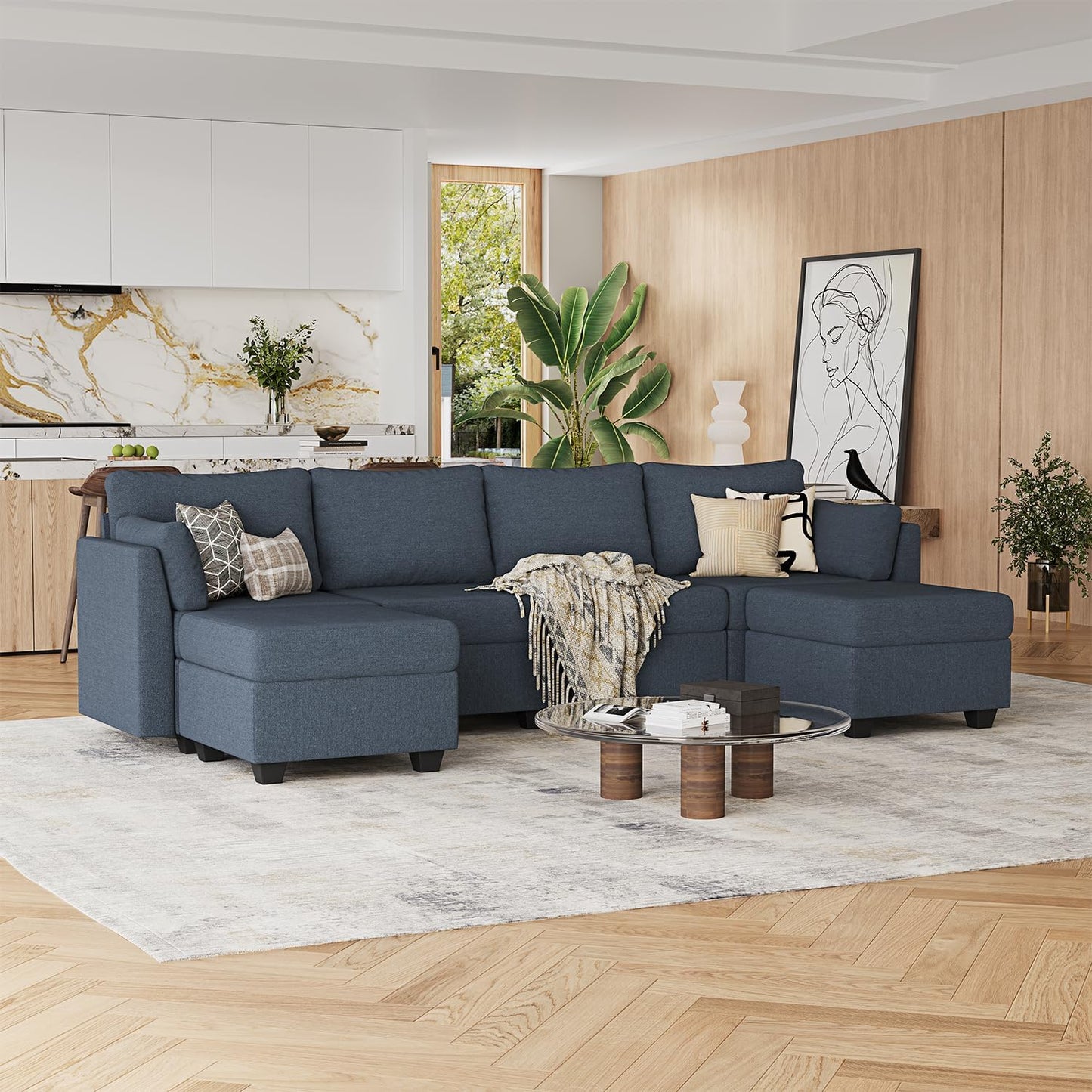 114.17" Modular Sectional Sofa, 6 Seat Modular Couch with Storage, Memory Foam, Convertible Sectional Couches for Living Room