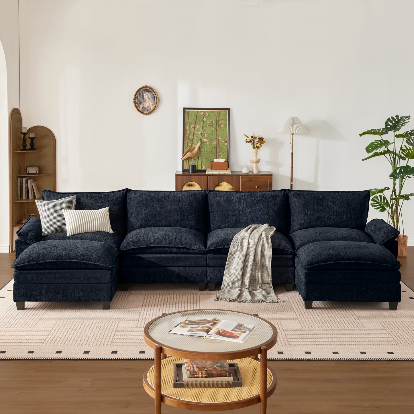 Modular Cloud Couch Sectional with Ottoman for Living Room