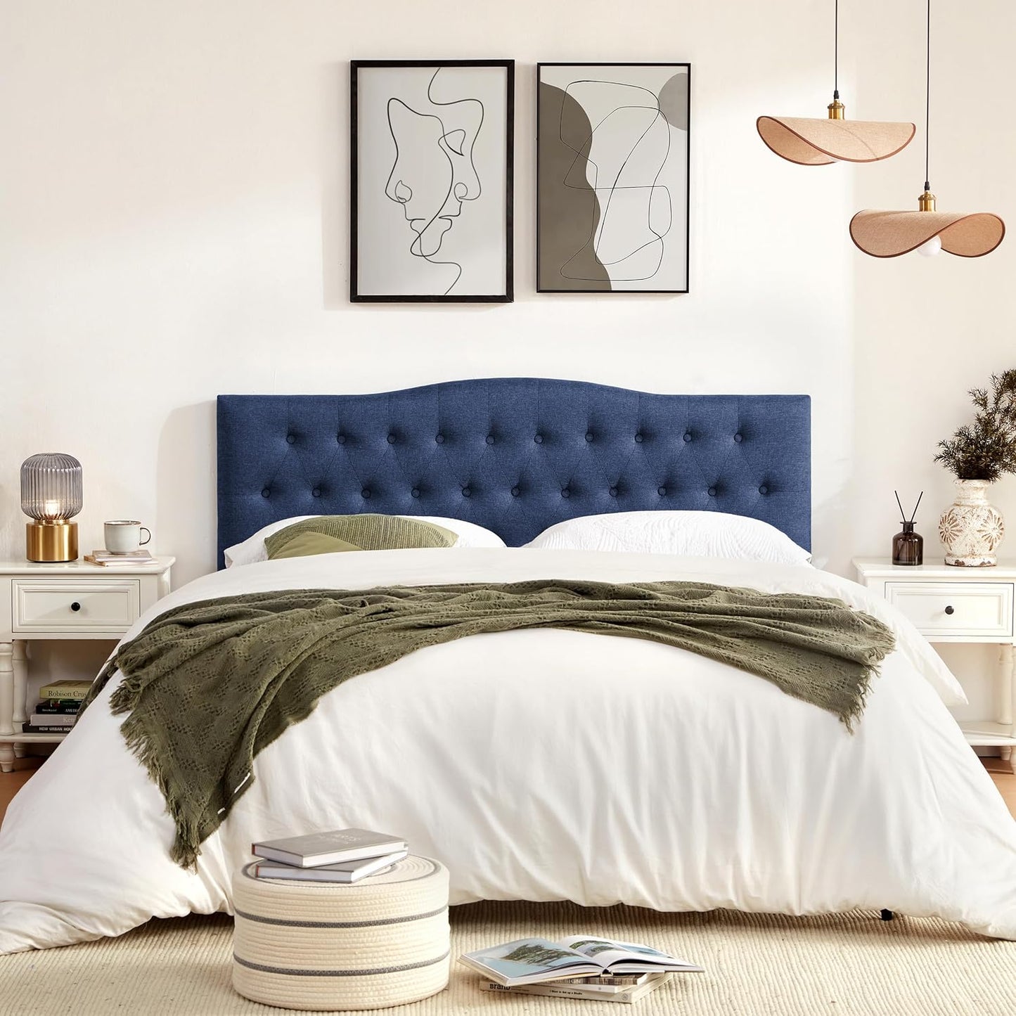 Huatean HomeTufted Upholstered Headboard,Tufted Upholstered Headboardheadboard, Fabric Headboard Adjustable Height from 37” to 51”