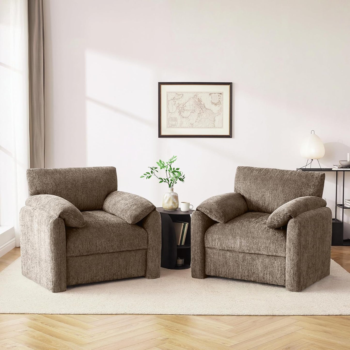 Mangodan Chenille Oversized Armchair, 38.6" Wide Accent Chairs for Living Room & Bedroom Modern Lounge Chair, Upholstered Mid-Century Reading Chair