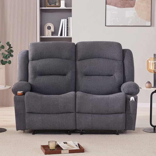 Oversized Recliner Sofa with Heat and Massage, Wall-Hugger Reclining Sofa with Cup Holders and USB Port