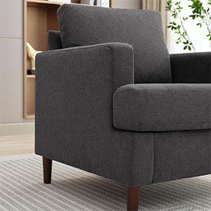 Mid-Century Accent Chair,Modern Linen Fabric Armchair for Living Room