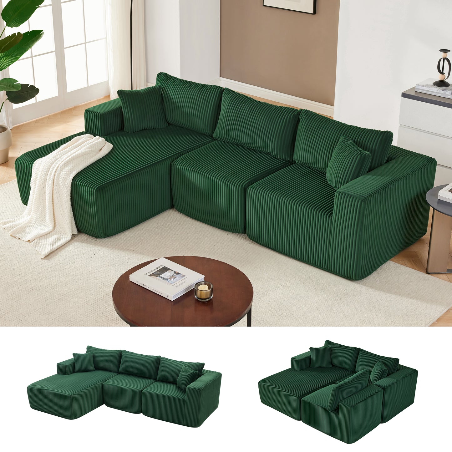 Cloud Couch Sectional with Deep Seat, Comfy Couch with L-Shaped Chaise
