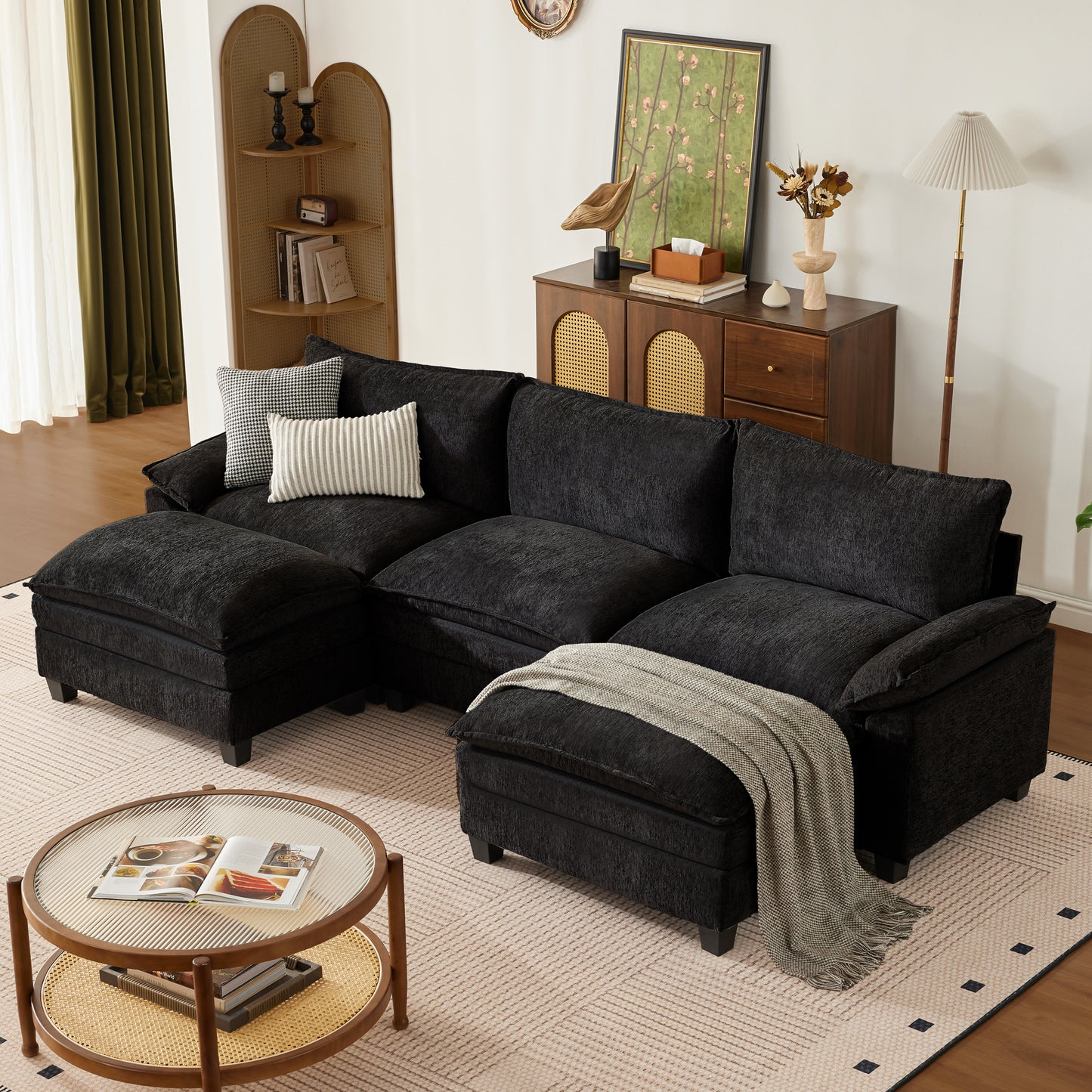 MangodanModular Couch Sectionals with Ottoman, Big Comfy Cloud CouchesModern Cloud Sectional Couches for Living Room