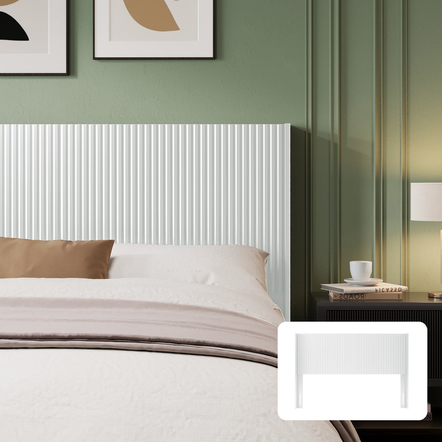 Huatean HomeWood Headboard Queen Size, 64.6" Wide Wooden Queen Headboard Only