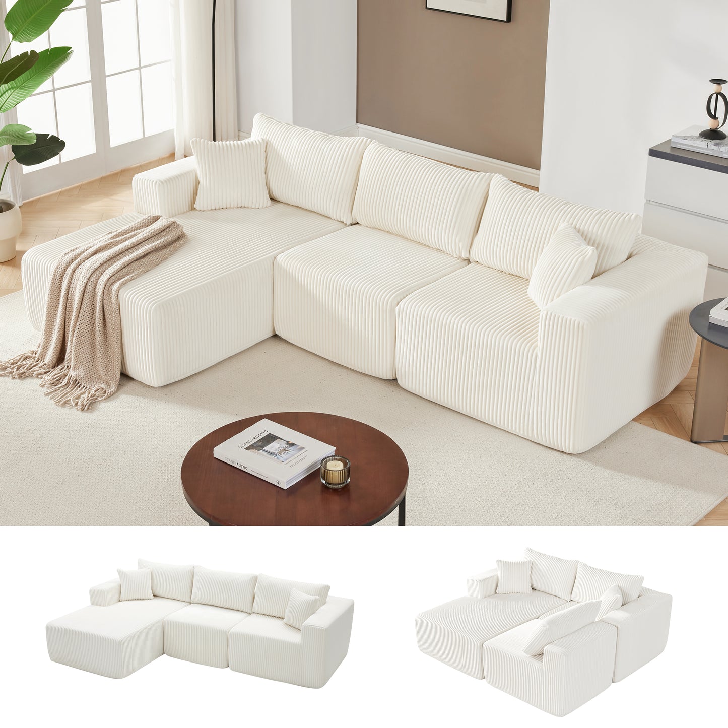 Huatean Home108” Modular Sectional Sofa, Cloud Sectional Couch with Deep Seat