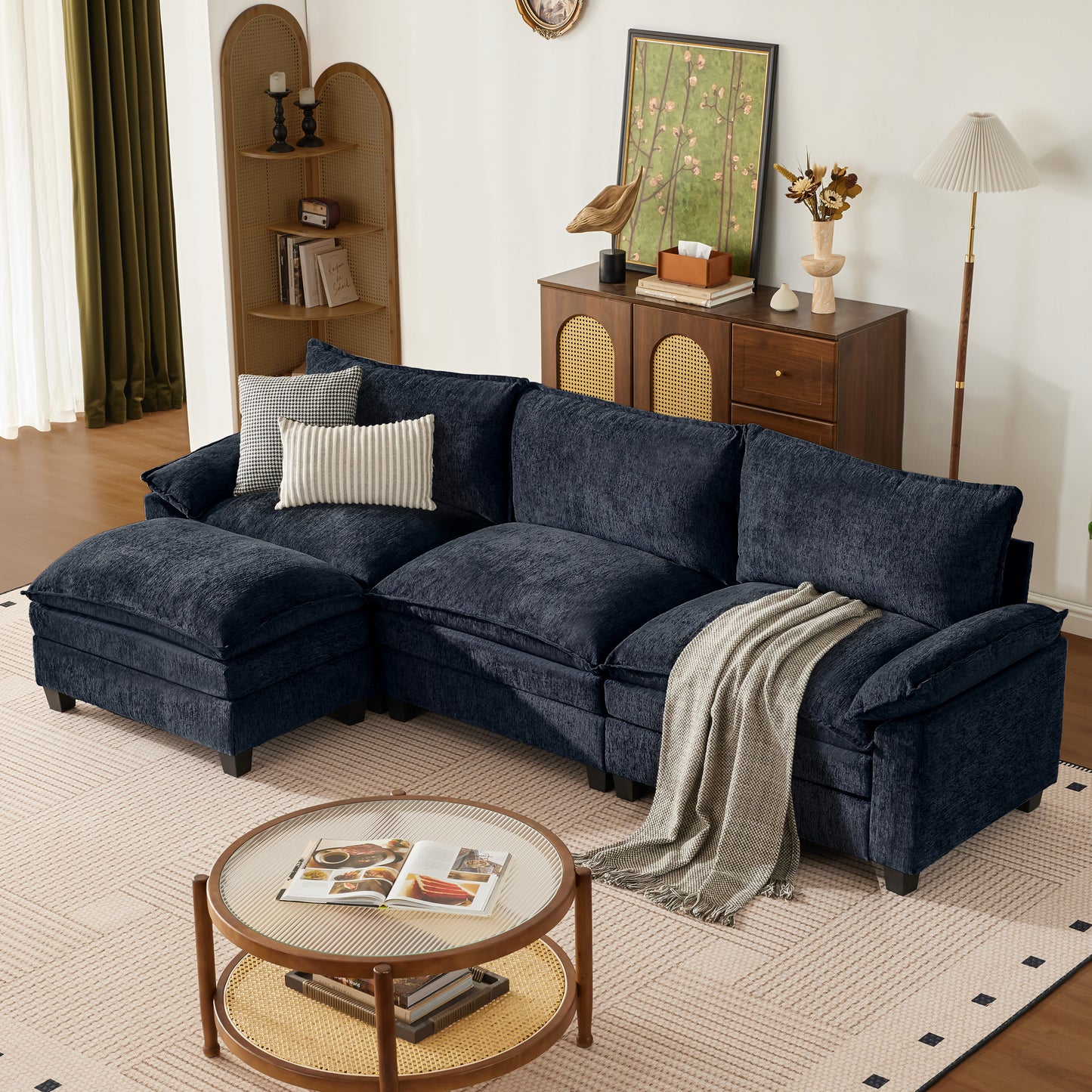 MangodanModular Couch Sectionals with Ottoman, Big Comfy Cloud CouchesModern Cloud Sectional Couches for Living Room