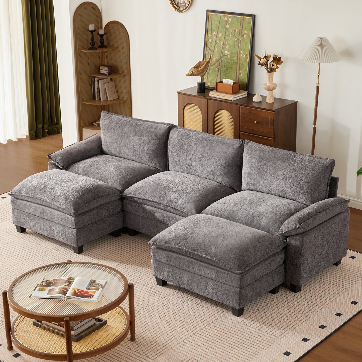 MangodanModular Couch Sectionals with Ottoman, Big Comfy Cloud CouchesModern Cloud Sectional Couches for Living Room