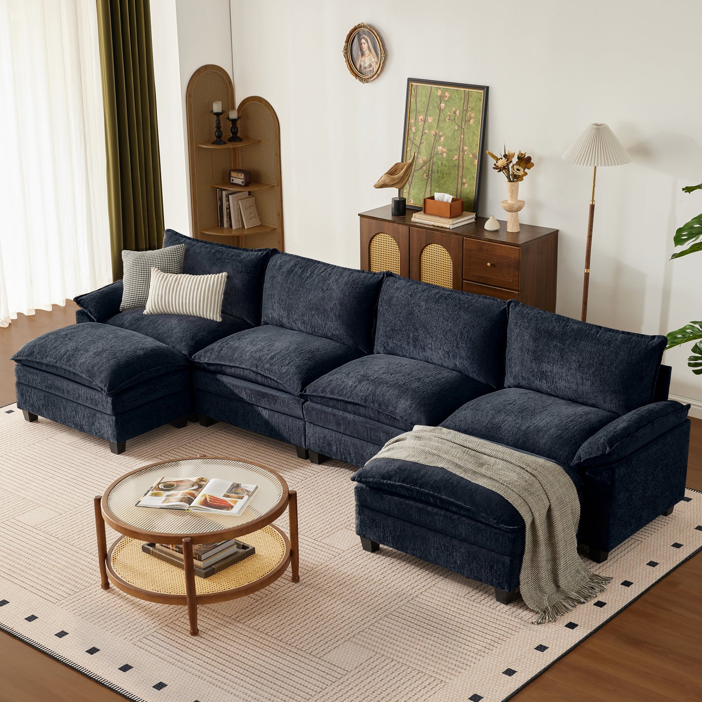 MangodanModular Couch Sectionals with Ottoman, Big Comfy Cloud CouchesModern Cloud Sectional Couches for Living Room