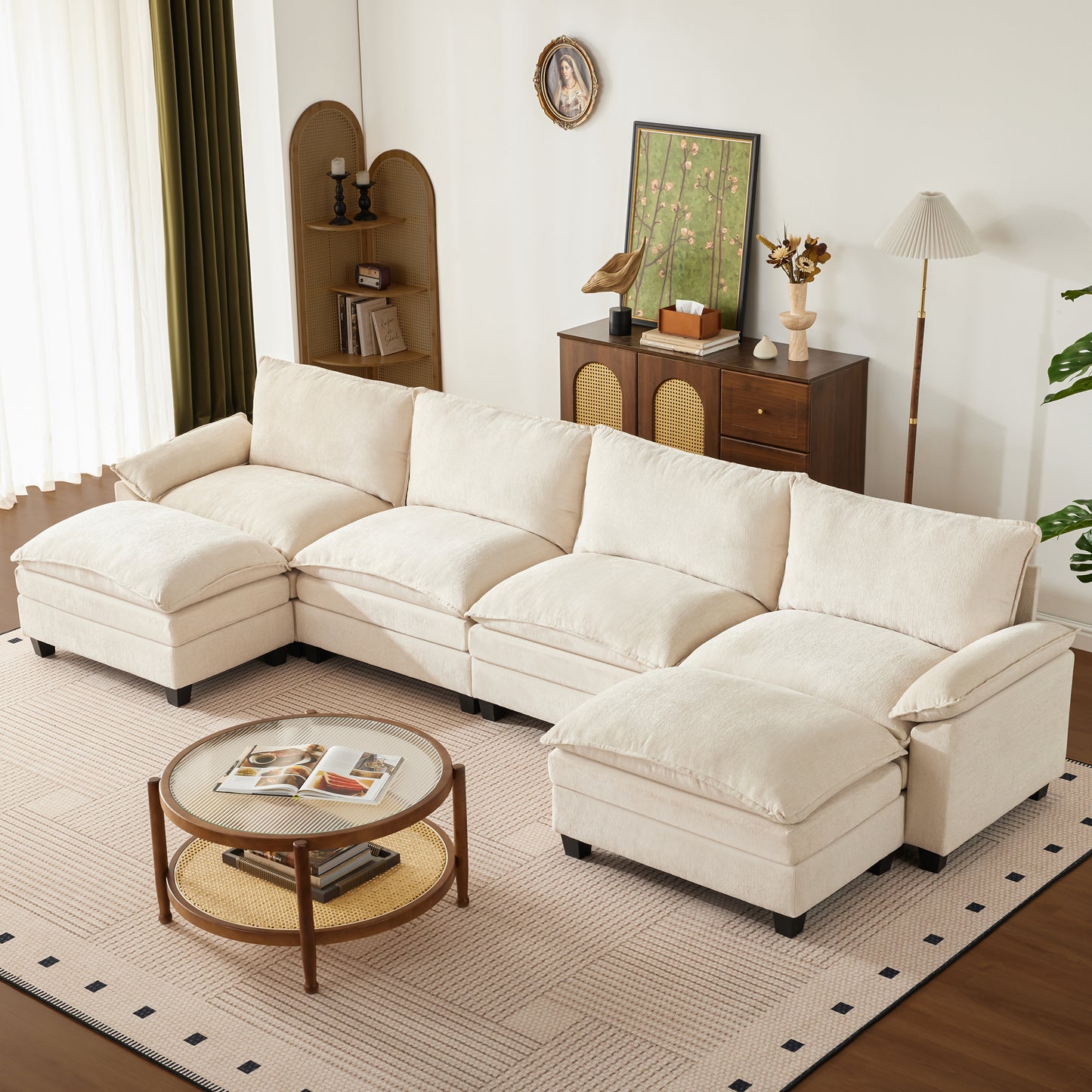 MangodanModular Couch Sectionals with Ottoman, Big Comfy Cloud CouchesModern Cloud Sectional Couches for Living Room