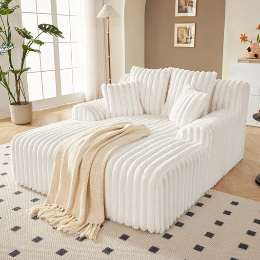 Mangodan53.5”W Oversized Chaise Lounge Chair Indoor, Boneless Couch with 4 Pillows, Cozy Reading Chairs with Wide Arms