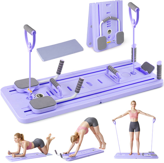 Pilates Board, Foldable Pilates Reformer, Portable Reformer Pilates Machine with Timer