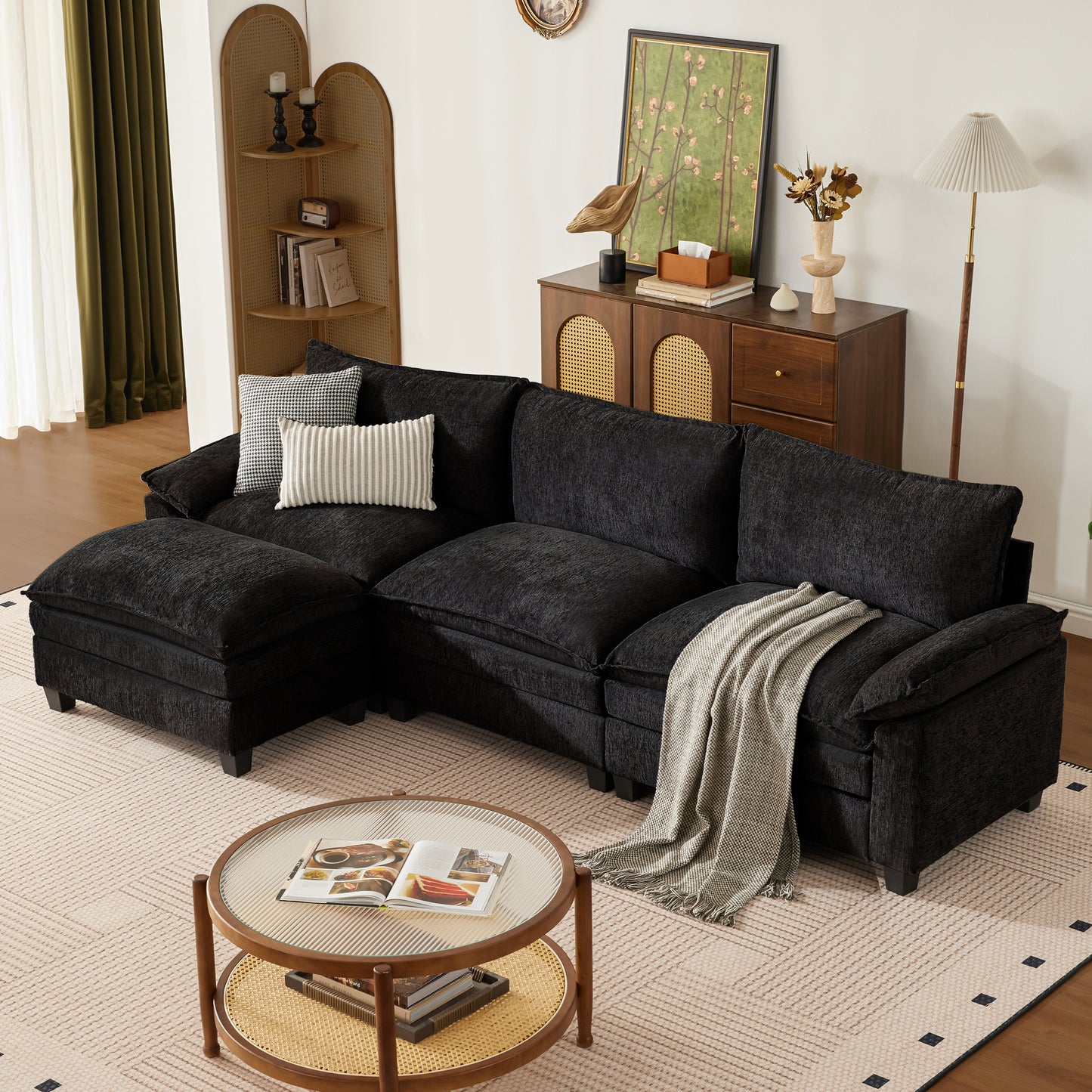 MangodanModular Couch Sectionals with Ottoman, Big Comfy Cloud CouchesModern Cloud Sectional Couches for Living Room