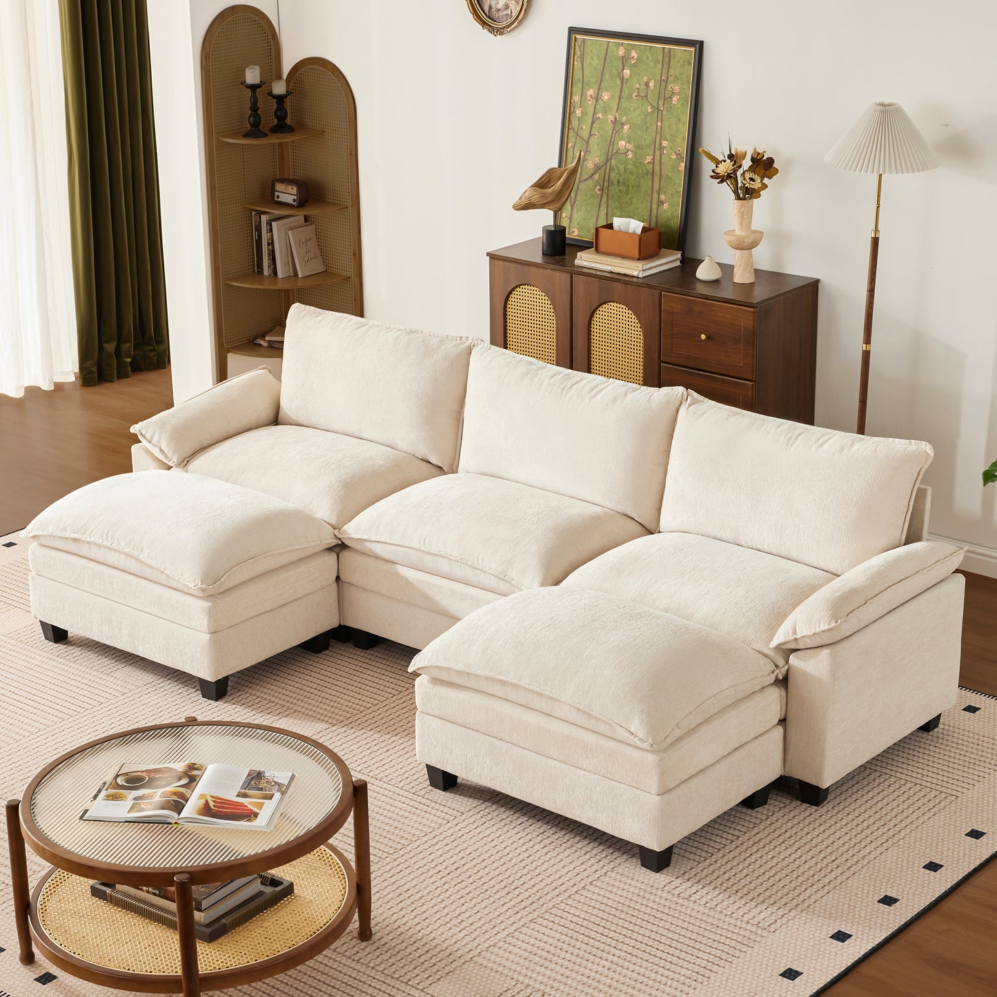 MangodanModular Couch Sectionals with Ottoman, Big Comfy Cloud CouchesModern Cloud Sectional Couches for Living Room