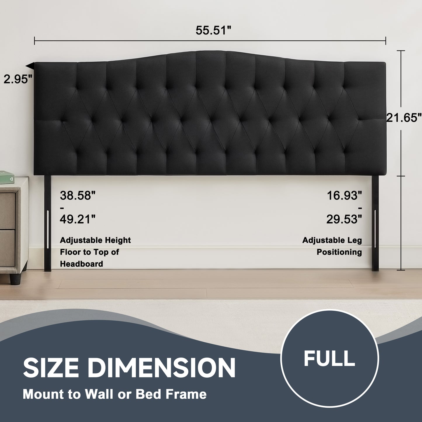 Tufted Upholstered Linen Fabric，Durable Modern Diamond Design Wood Headboads