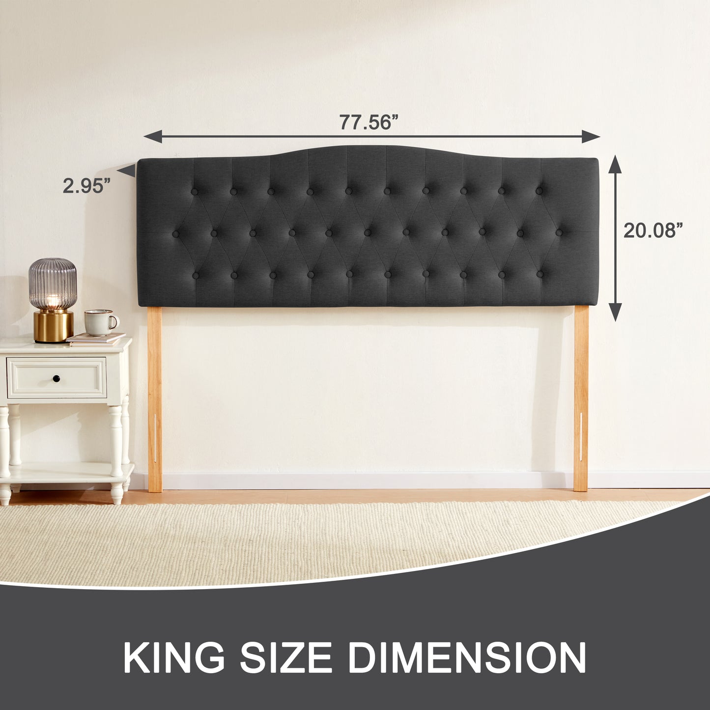 Huatean HomeTufted Upholstered Headboard，Tufted Upholstered Headboardheadboard, Fabric Headboard Adjustable Height from 37” to 51”
