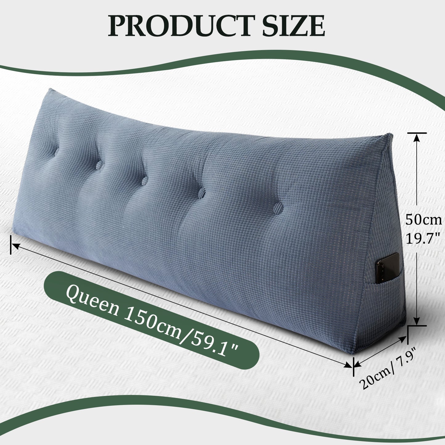 Reading Backboard Pillows, Large Dorm Daybed Bolster Pillows for Back Support with Removable Cover