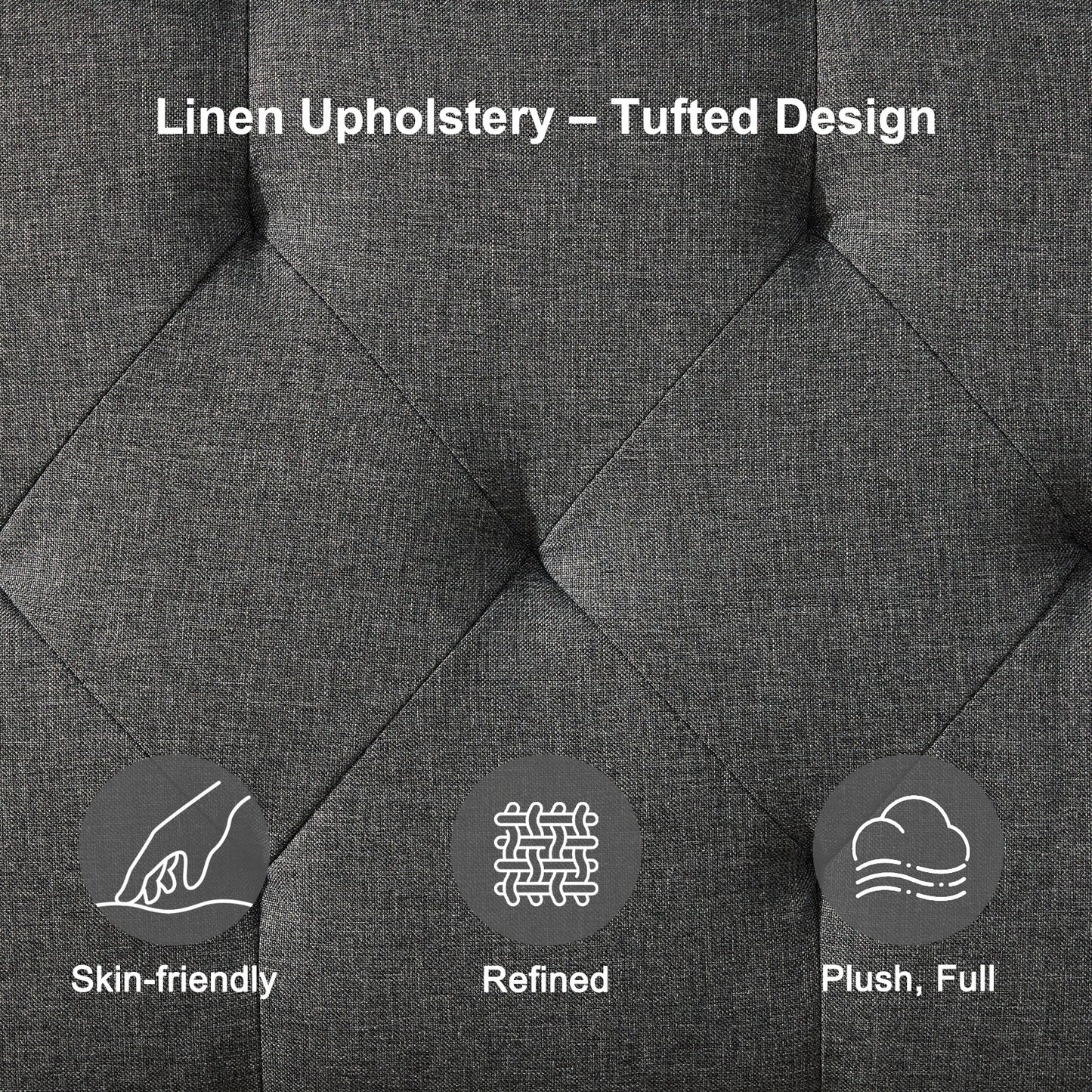 Howjoe Tufted Upholstered Full Size Headboard Only, Solid Wood Height Adjustable Modern Head Boards