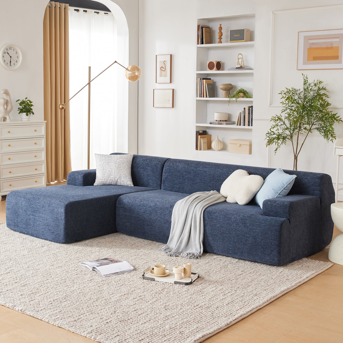 Modular Sectional Sofa, Boneless Couch Sponge Sofa for Living Room, High Density Sponges Cloud Couch