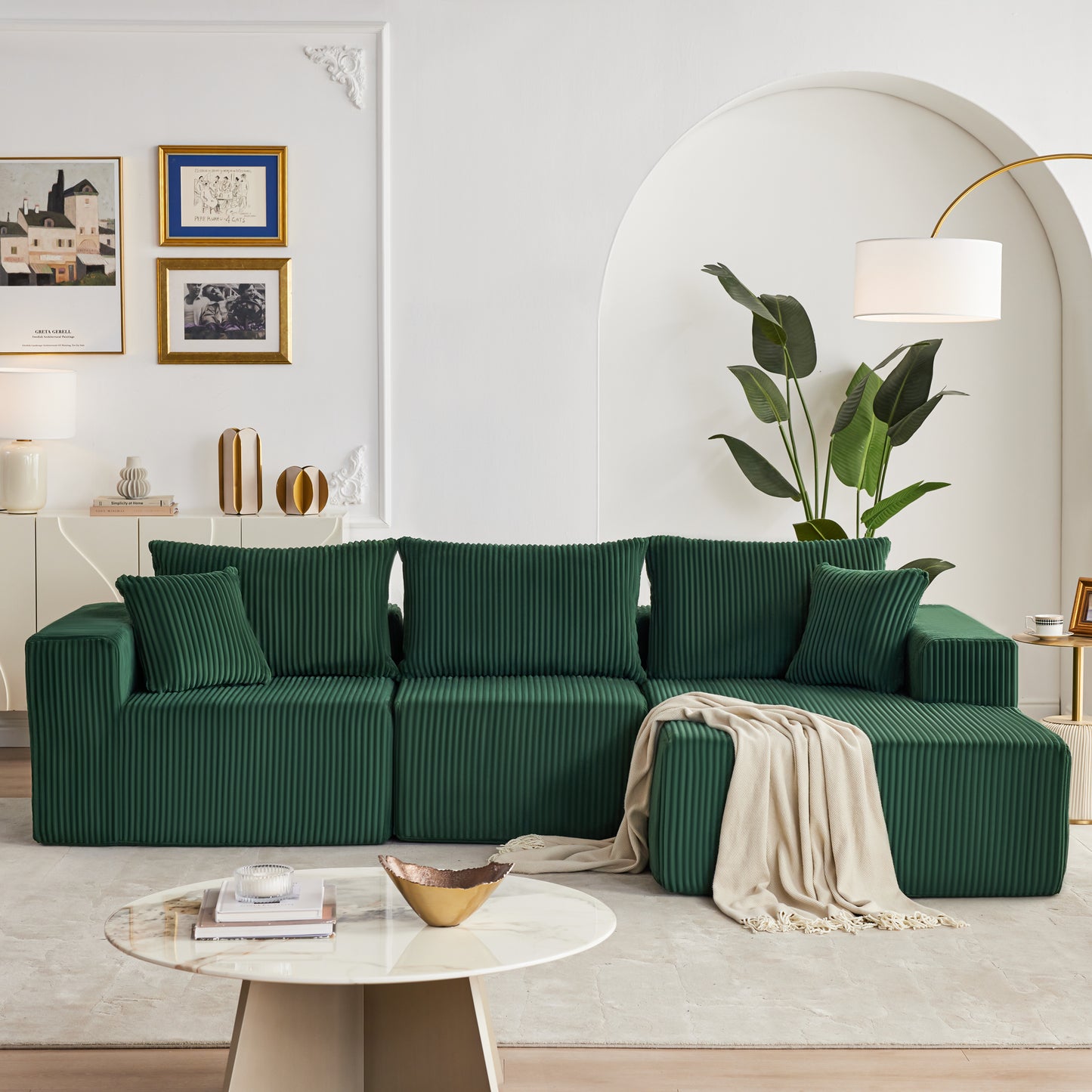 108" Modular Sectional Sofa, Cloud Sectional Couch with Deep Seat, Modern Modular L-Shape Sofa Couch with Chaise, Upholstered Couches for Living Room Bedroom (Beige, Left Facing Chaise)