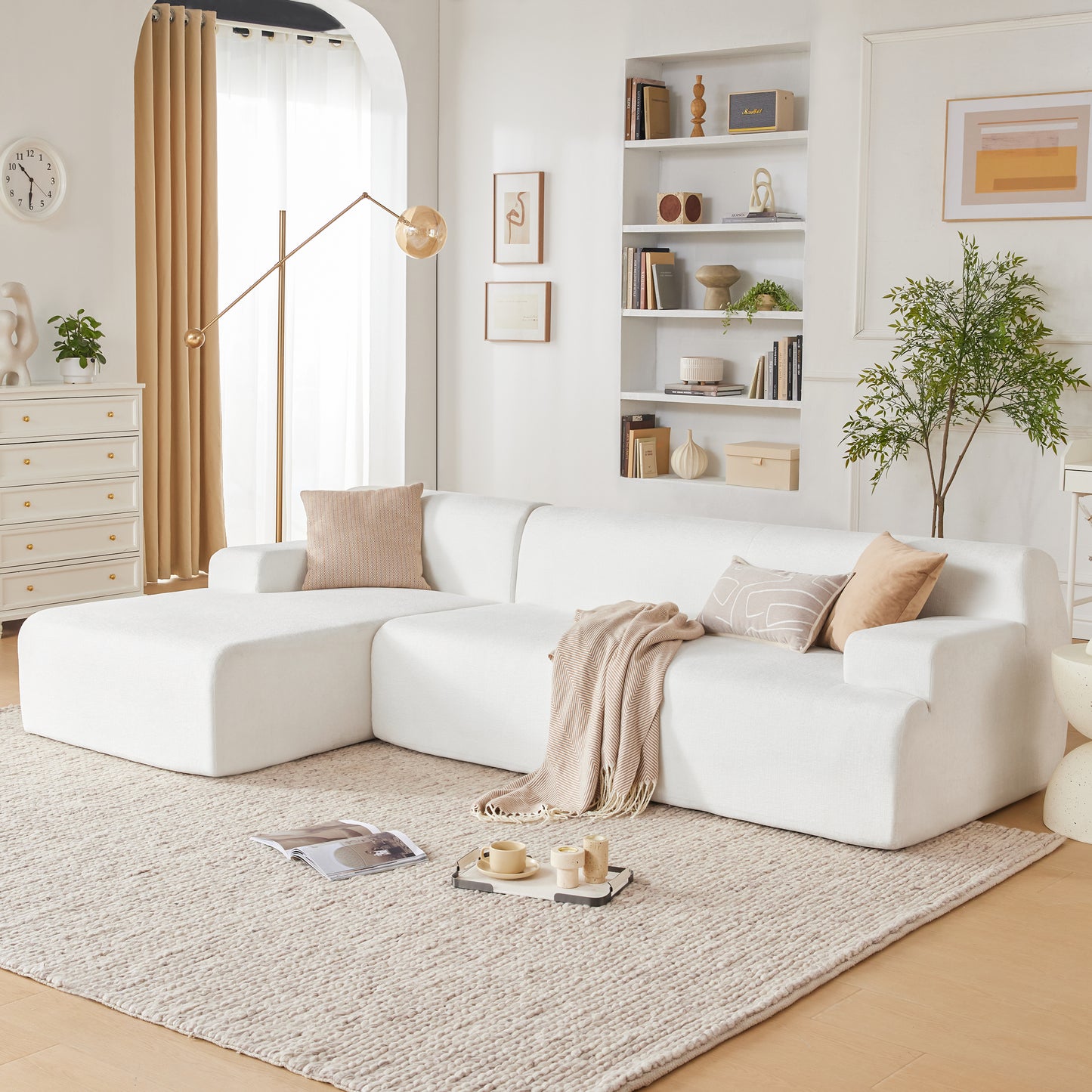 Modular Sectional Sofa, Boneless Couch Sponge Sofa for Living Room, High Density Sponges Cloud Couch