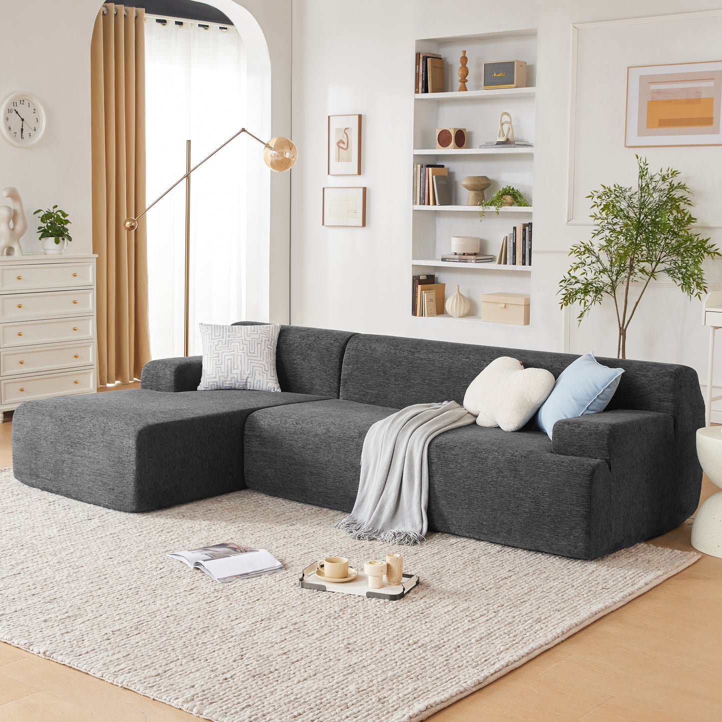Modular Sectional Sofa, Boneless Couch Sponge Sofa for Living Room, High Density Sponges Cloud Couch