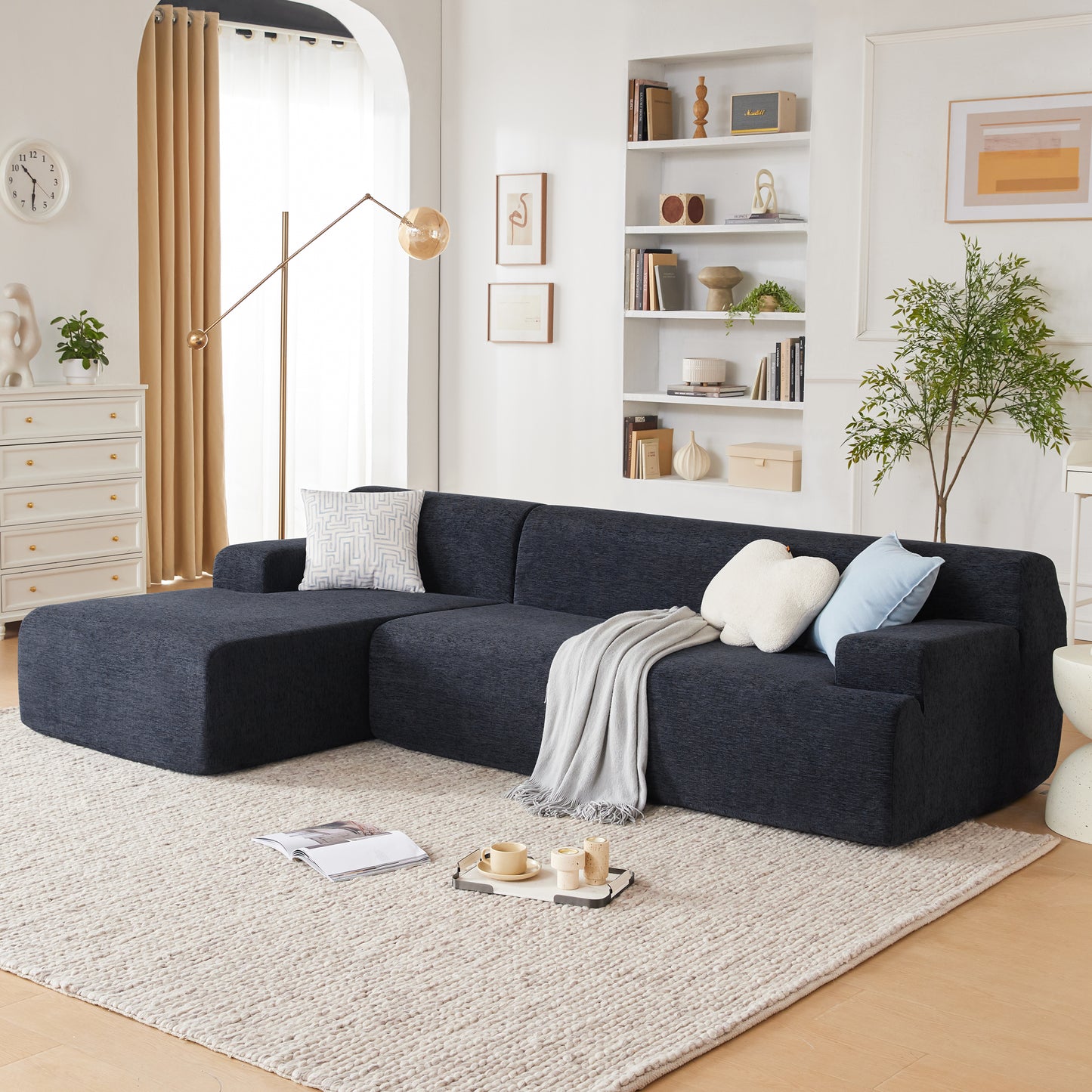 Modular Sectional Sofa, Boneless Couch Sponge Sofa for Living Room, High Density Sponges Cloud Couch