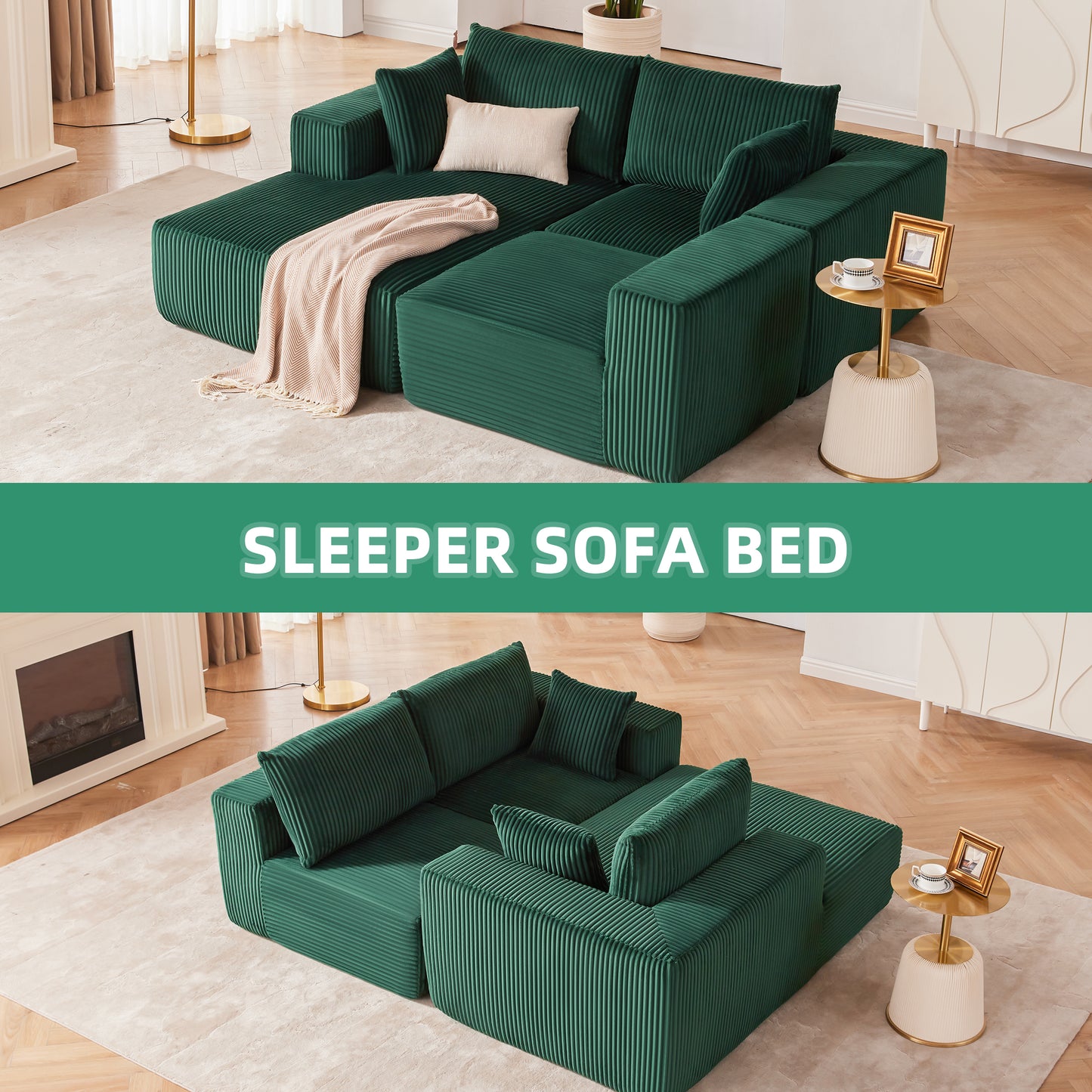 108" Modular Sectional Sofa, Cloud Sectional Couch with Deep Seat, Modern Modular L-Shape Sofa Couch with Chaise, Upholstered Couches for Living Room Bedroom (Beige, Left Facing Chaise)