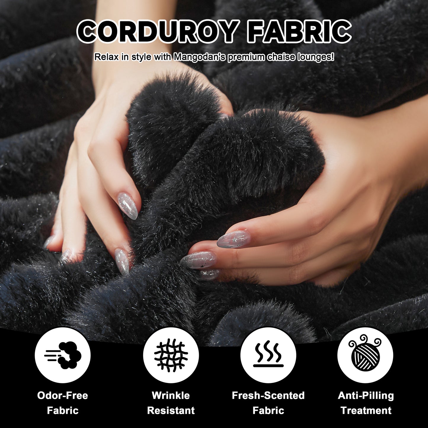 Mangodan53.5”W Oversized Chaise Lounge Chair Indoor, Boneless Couch with 4 Pillows, Cozy Reading Chairs with Wide Arms