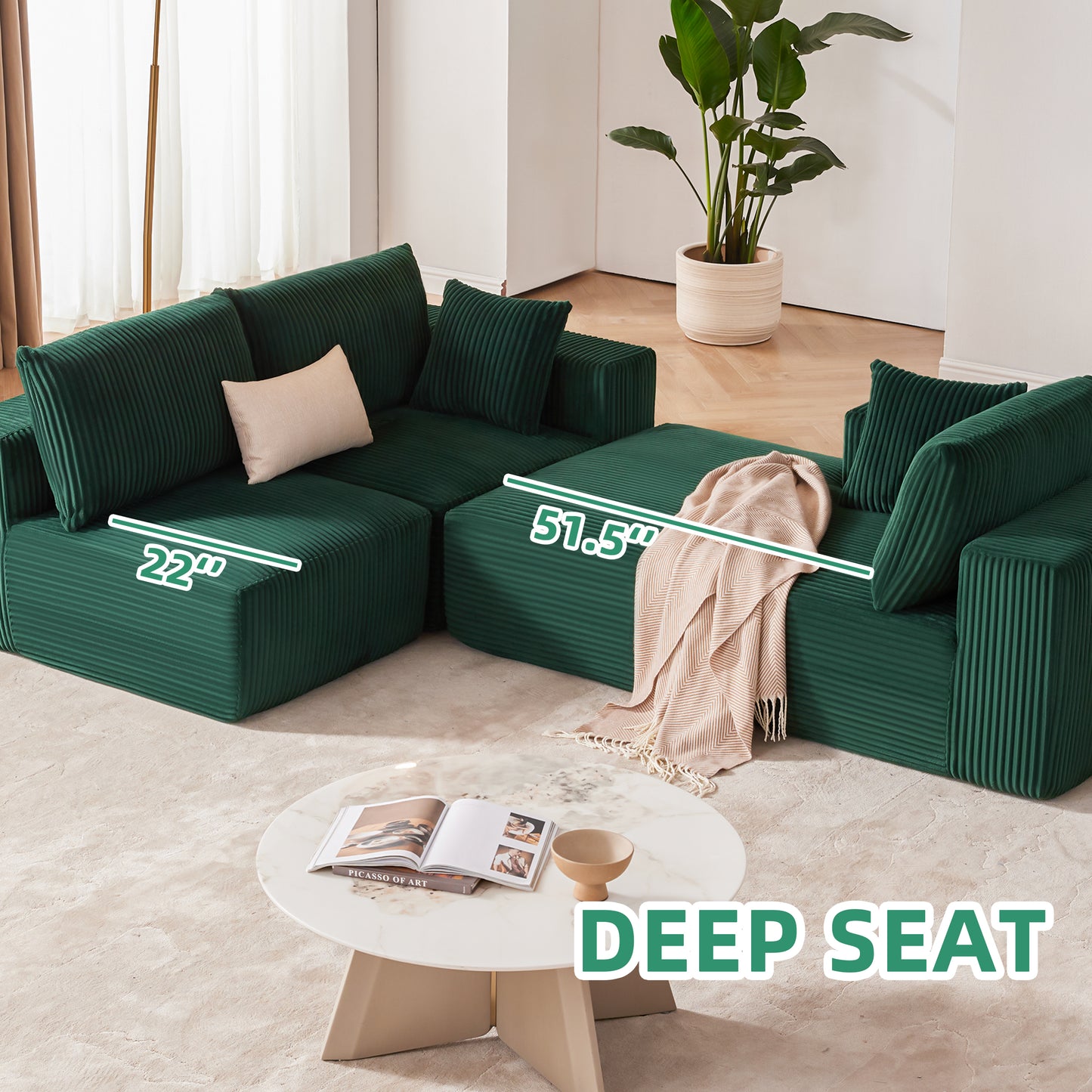 Huatean Home108” Modular Sectional Sofa, Cloud Sectional Couch with Deep Seat