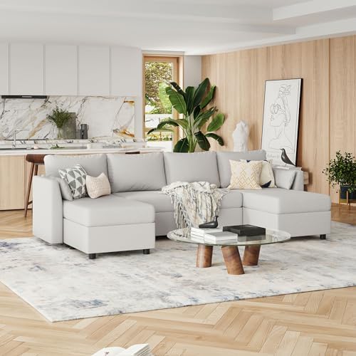 114.17" Modular Sectional Sofa, 6 Seat Modular Couch with Storage, Memory Foam, Convertible Sectional Couches for Living Room