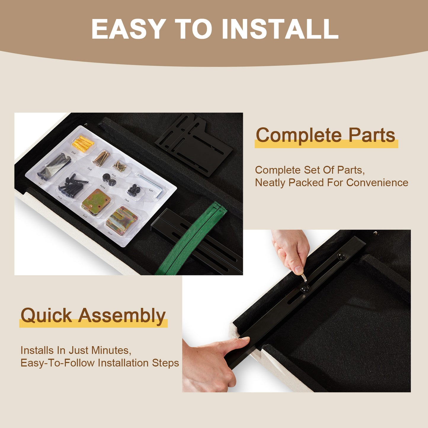 Howjoe Tufted Upholstered Full Size Headboard Only, Solid Wood Height Adjustable Modern Head Boards