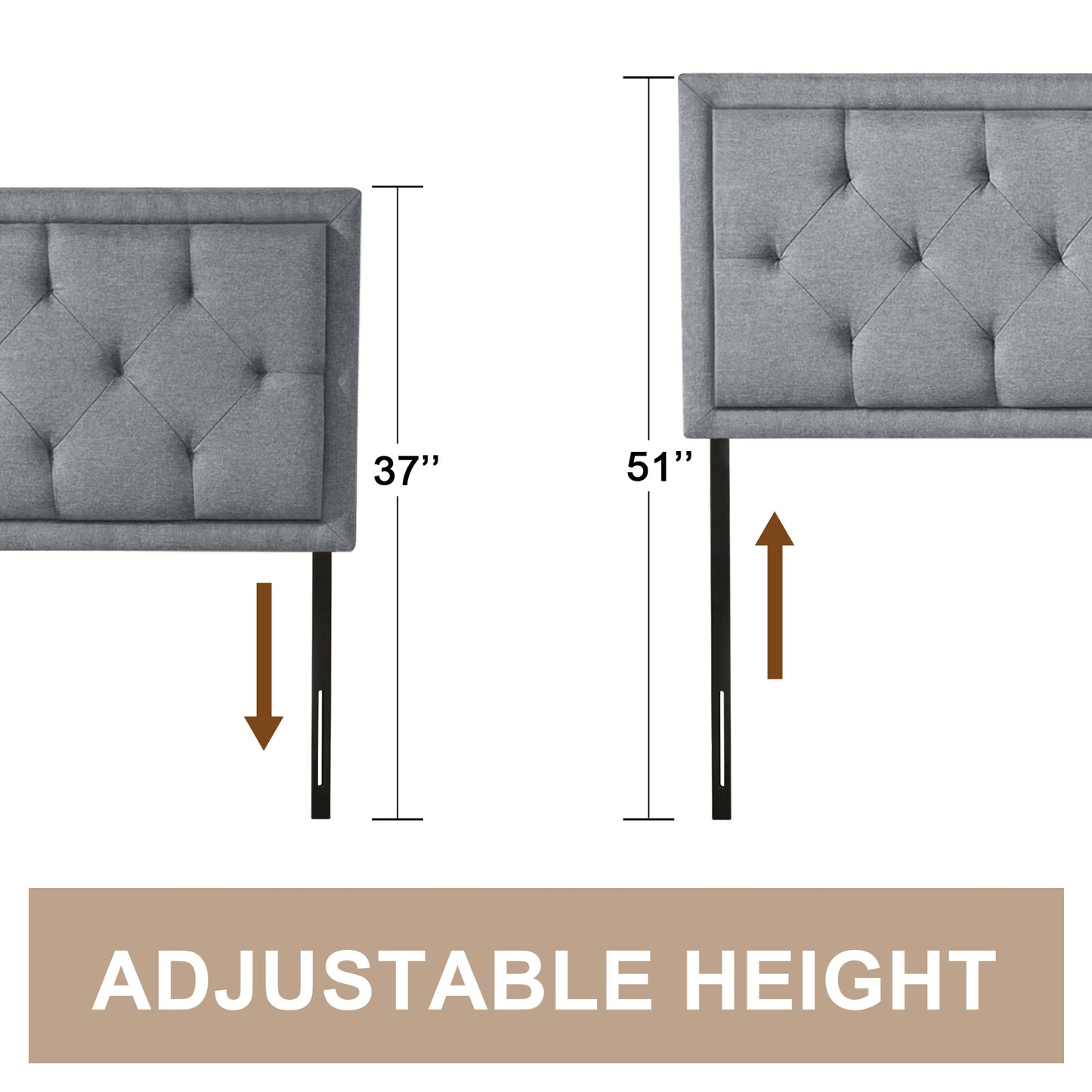 Howjoe Tufted Upholstered Full Size Headboard Only, Solid Wood Height Adjustable Modern Head Boards
