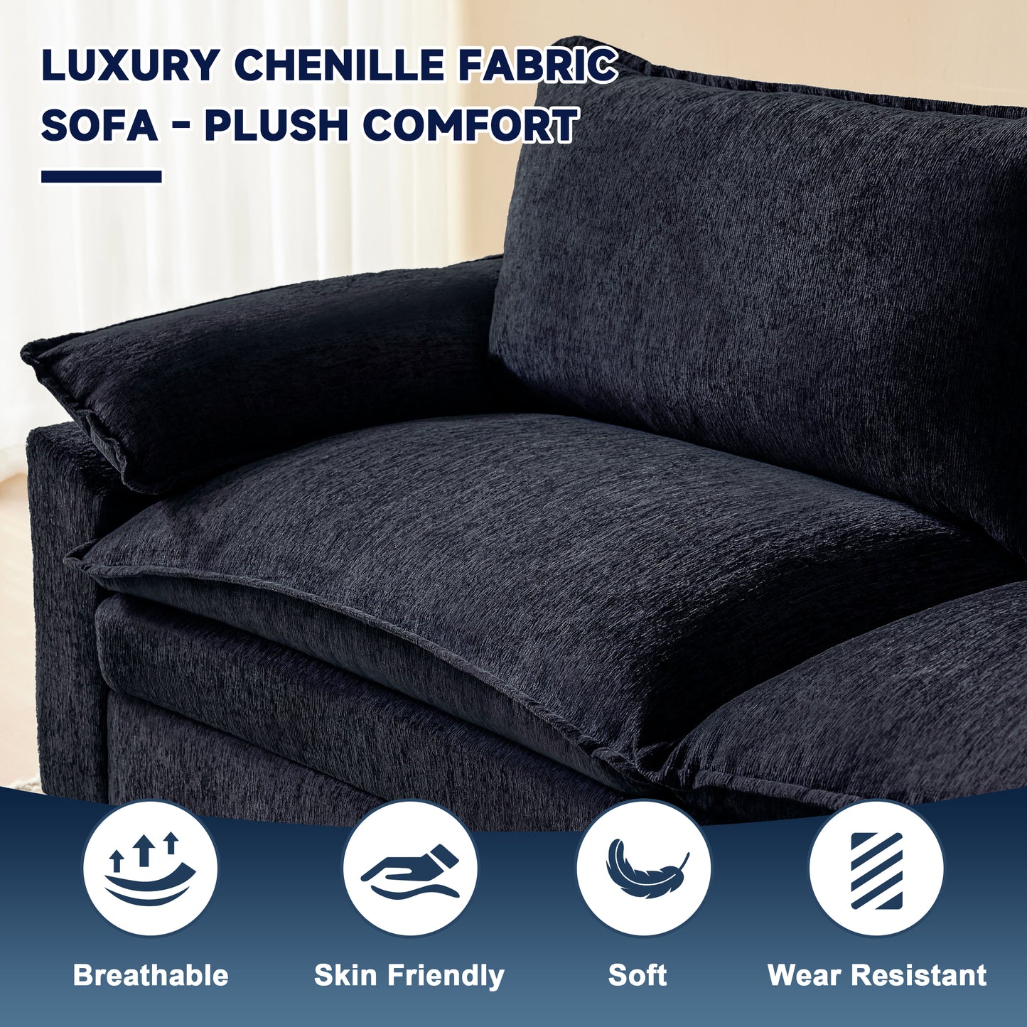 MangodanModular Couch Sectionals with Ottoman, Big Comfy Cloud CouchesModern Cloud Sectional Couches for Living Room