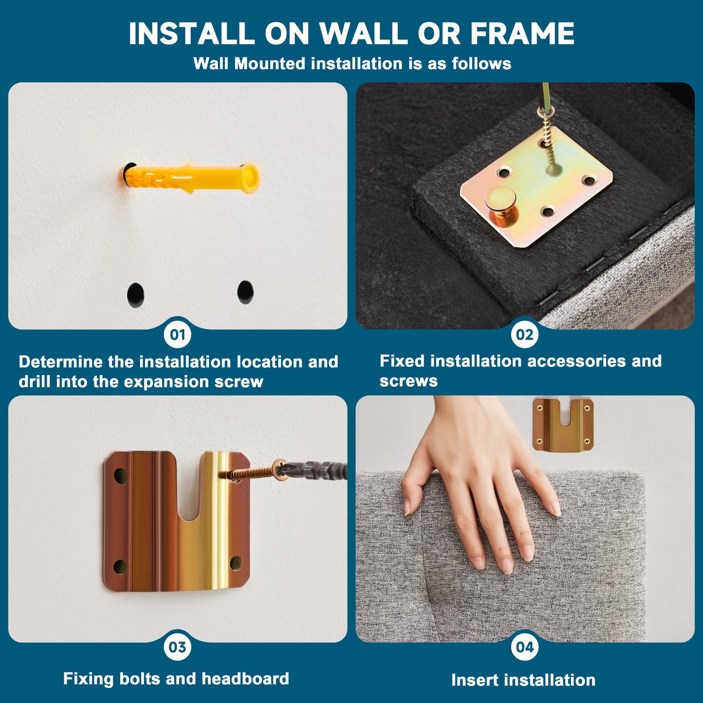 Tufted Upholstered Linen Fabric，Durable Modern Diamond Design Wood Headboads