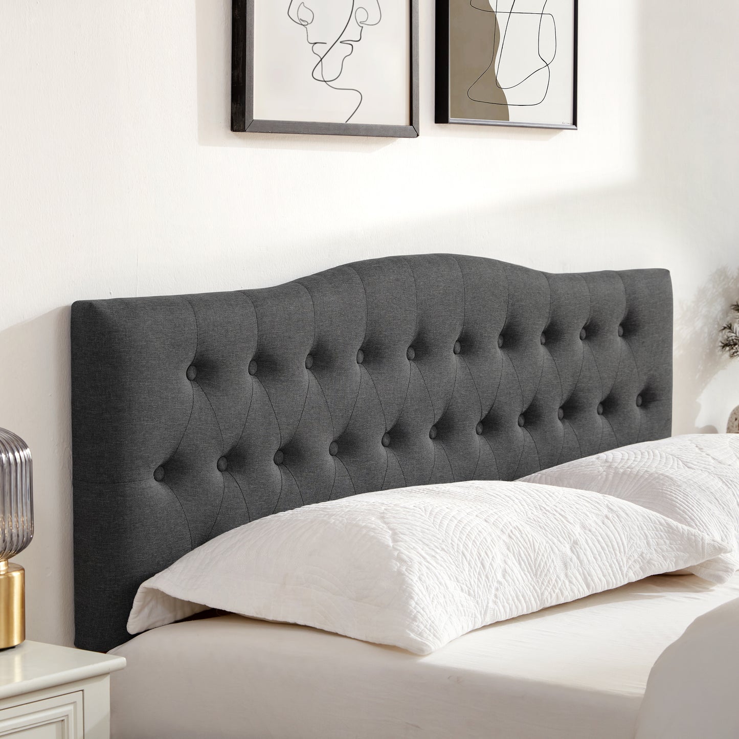Huatean HomeTufted Upholstered Headboard，Tufted Upholstered Headboardheadboard, Fabric Headboard Adjustable Height from 37” to 51”