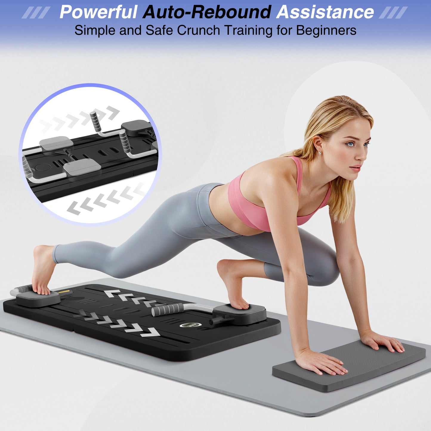 Pilates Board, Foldable Pilates Reformer, Portable Reformer Pilates Machine with Timer