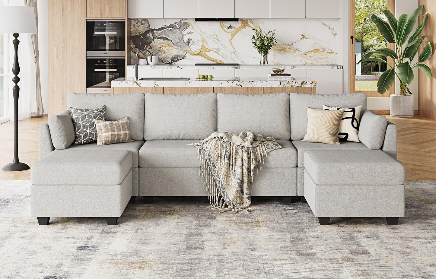 114.17" Modular Sectional Sofa, 6 Seat Modular Couch with Storage, Memory Foam, Convertible Sectional Couches for Living Room