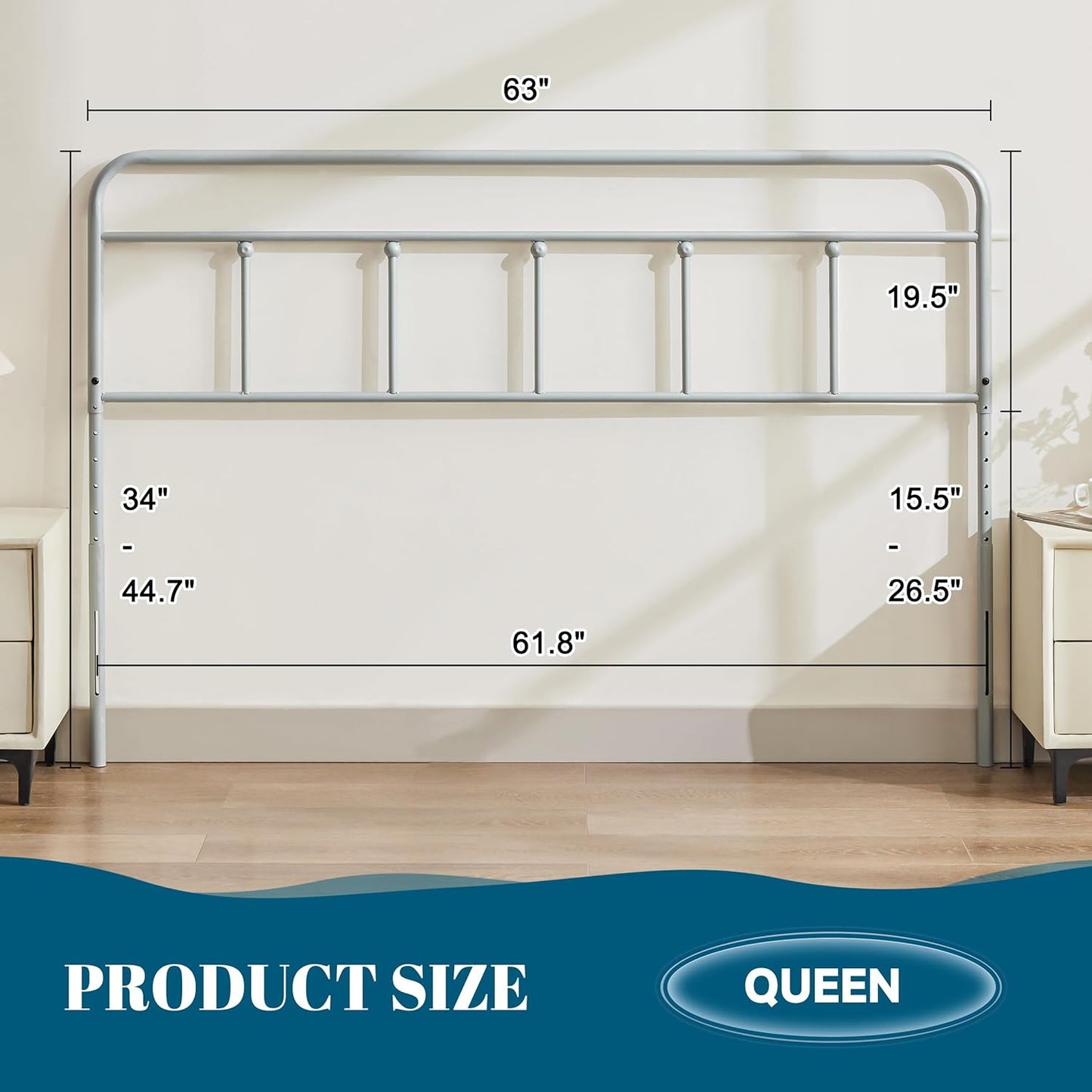 Huataen HomeMetal HeadboardOnly Adjustable Height from 34” to 44”, Victorian Vintage Bed Headboards, Farmhouse Head Board
