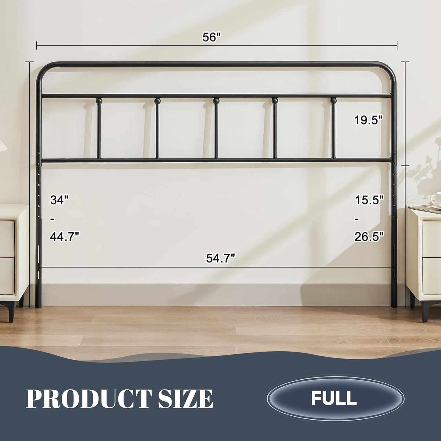 Huataen HomeMetal HeadboardOnly Adjustable Height from 34” to 44”, Victorian Vintage Bed Headboards, Farmhouse Head Board