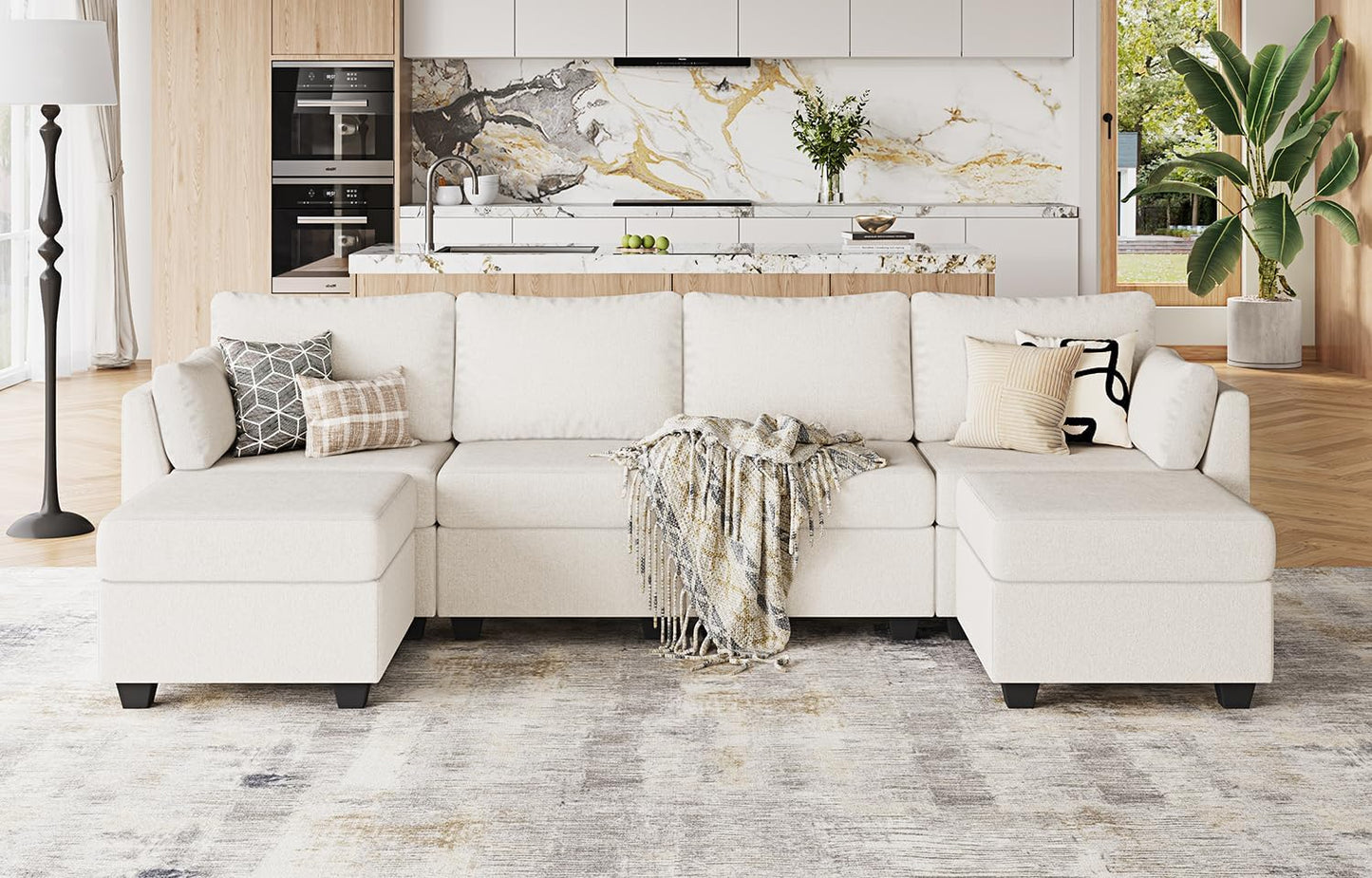 114.17" Modular Sectional Sofa, 6 Seat Modular Couch with Storage, Memory Foam, Convertible Sectional Couches for Living Room