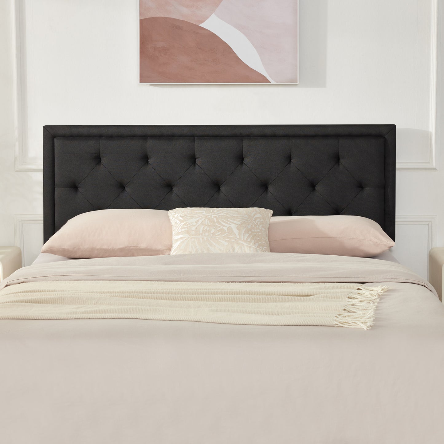 Howjoe Tufted Upholstered Full Size Headboard Only, Solid Wood Height Adjustable Modern Head Boards