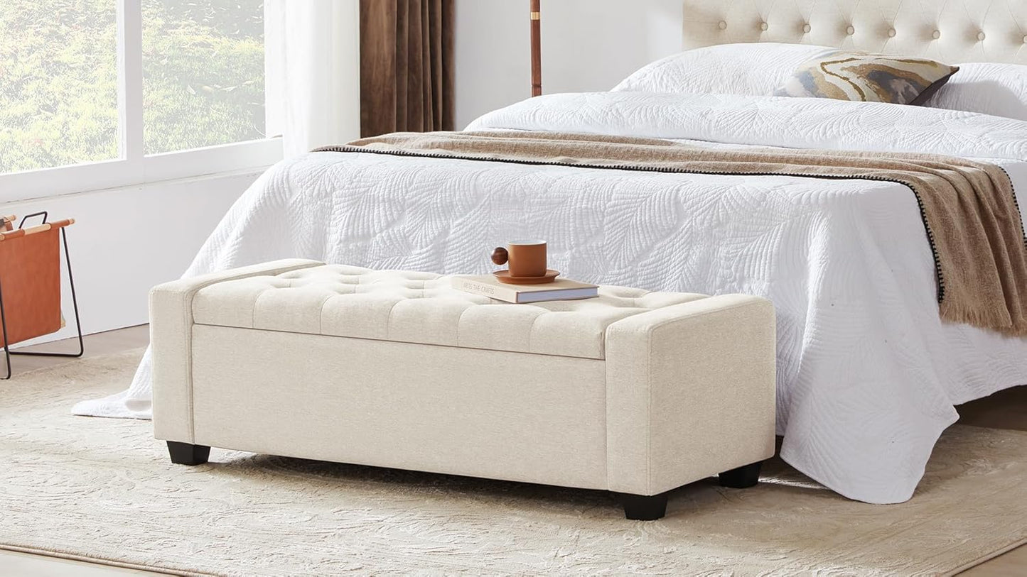 Huatean Home48" Ottoman with Storage, Storage Ottoman Bench with Safety Hinge