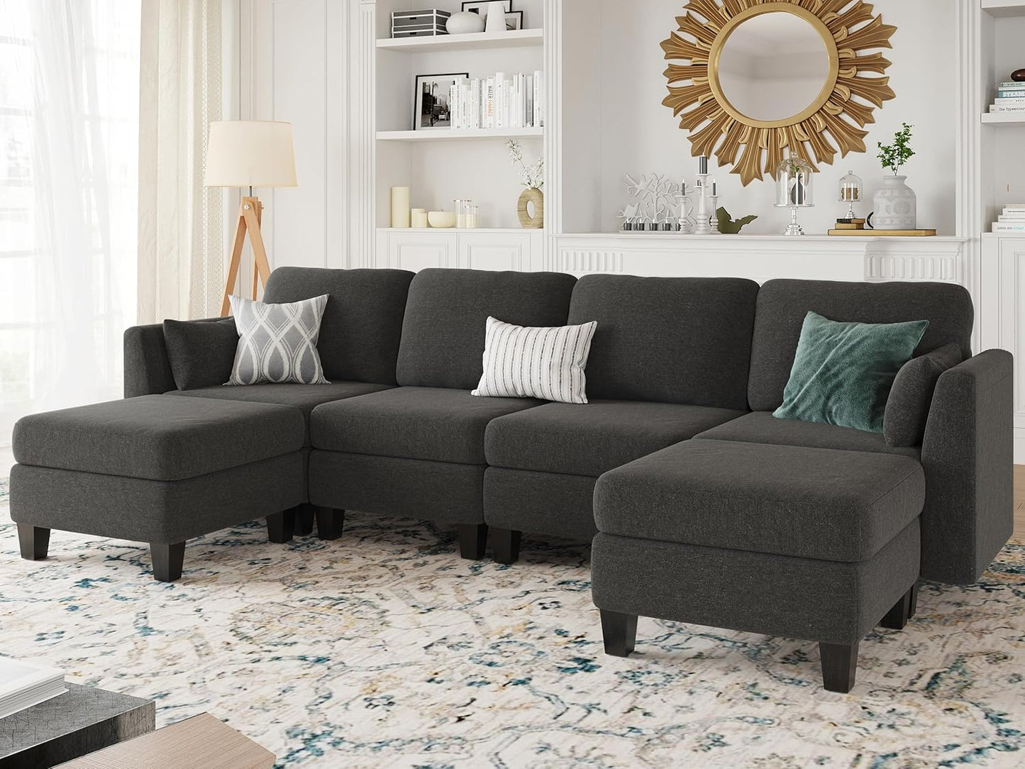 Huatean HomeModular Sectional Sofa, Convertible U Shaped Sofa Couch with High Density Memory Foam