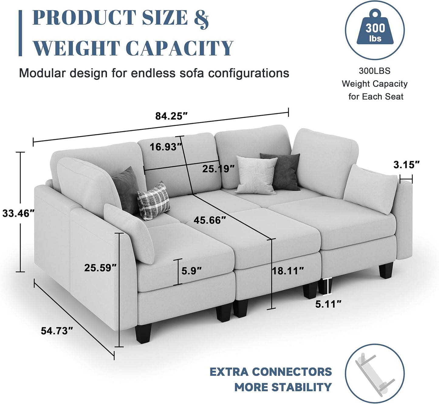 Huatean HomeSectional Sleeper Sofa, Comfy Sectionals Couches Bed, Convertible Sofas with Ottomans