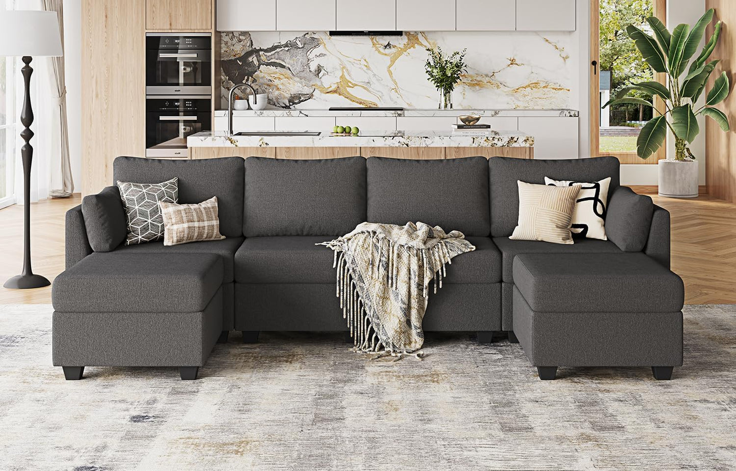 114.17" Modular Sectional Sofa, 6 Seat Modular Couch with Storage, Memory Foam, Convertible Sectional Couches for Living Room