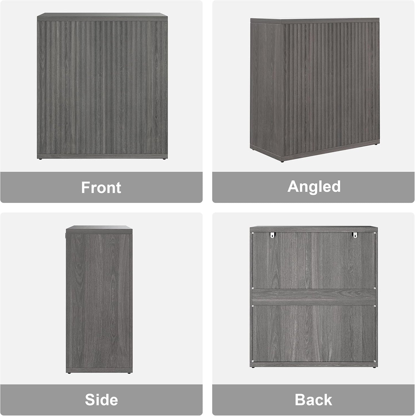 Buffet Sideboard Cabinet with Storage, 34.2" H Fluted Credenza with Adjustable Shelves