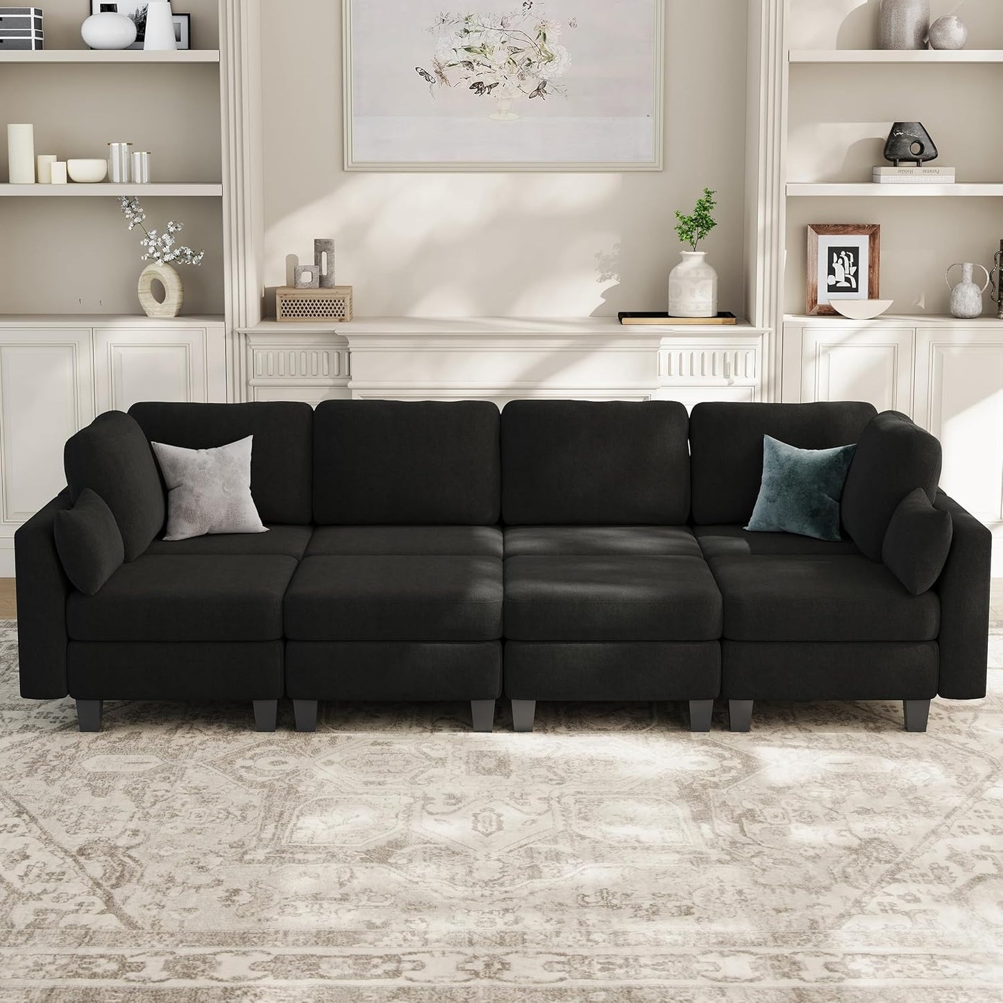 Huatean HomeSectional Sleeper Sofa, Comfy Sectionals Couches Bed, Convertible Sofas with Ottomans